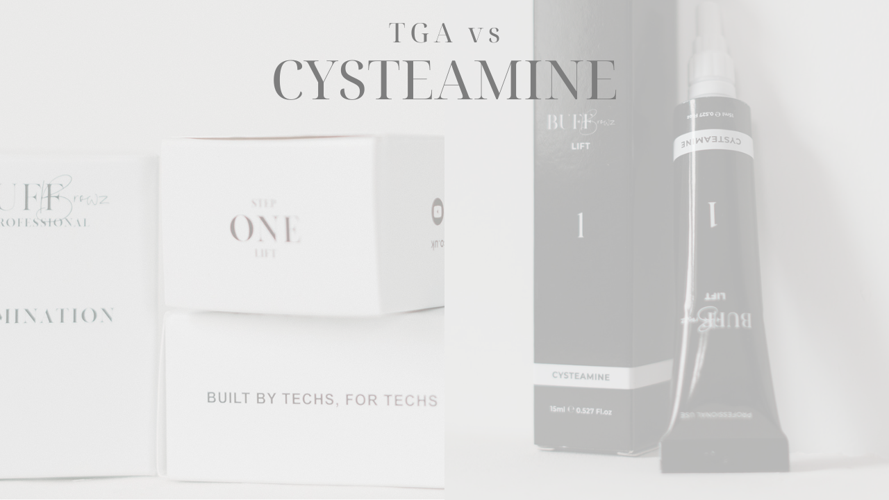 TGA vs. Cysteamin (Augenbrauen-Lamination & Wimpernlifting)